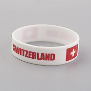 Silicone Wristbands Bracelets, Cord Bracelets, Switzerland, White, 8 inch(20.2cm), 19x2mm(X-BJEW-K168-01I)