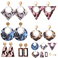 DIY Earring Making, with Cellulose Acetate(Resin) Pendants, 304 Stainless Steel Findings, Mixed Color(DIY-SC0007-82)