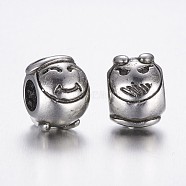 304 Stainless Steel European Beads, Large Hole Beads, Antique Silver, 11.8x9x11mm, Hole: 5mm(STAS-A032-018AS)