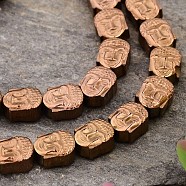 Electroplated Buddha Non-magnetic Synthetic Hematite Bead Strands, Copper Plated, 8x7x4mm, Hole: 1mm, about 49pcs/strand, 15.9 inch(G-E295-12C)
