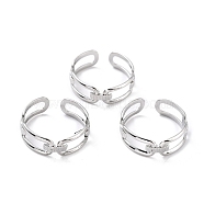 304 Stainless Steel Finger Rings, Cuff Rings, Long-Lasting Plated, Stainless Steel Color, US Size 8 1/2(18.5mm), 7mm(RJEW-L102-08P)