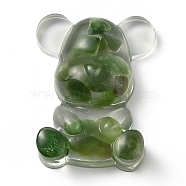 Resin Display Decorations, with Natural Green Jade Chips Inside, Bear, 53.5~53.8x41~41.5x17.5~21mm(DJEW-H001-B07)