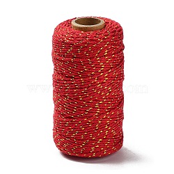 100M Macrame 2-Ply Cotton Braid Thread, with Spool, Round, Orange Red, 2mm, about 109.36 Yards(100m)/Roll(MAKN-PW0001-097A-27)
