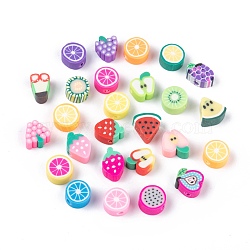 Handmade Polymer Clay Fruit Theme Beads, Mixed Color, 7~12x8~10x4~5mm, Hole: 2mm(X-CLAY-Q215-01)