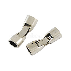 Alloy Fold Over Clasps, Cadmium Free & Nickel Free & Lead Free, Antique Silver, 30x10mm, Hole: 5x8mm(PALLOY-A13268-AS-NR)