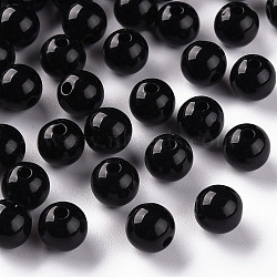 Opaque Acrylic Beads, Round, Black, 8x7mm, Hole: 2mm(X-MACR-S370-C8mm-S002)