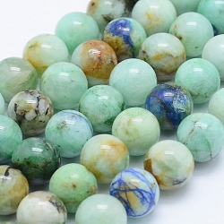 Natural Chrysocolla Beads Strands, Round, 10mm, Hole: 1mm, about 40pcs/strand, 15.7 inch(40cm)(G-J373-02-10m)
