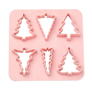 ABS Plastic Cookie Cutters, Christmas Tree, Pink, 100x100mm