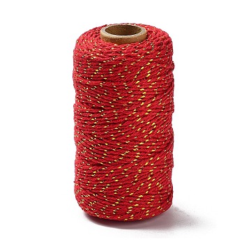 100M Macrame 2-Ply Cotton Braid Thread, with Spool, Round, Orange Red, 2mm, about 109.36 Yards(100m)/Roll