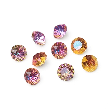 Glass Rhinestone Cabochons, Pointed Back & Back Plated, Faceted, Diamond Shape, Mixed Color, 8x5.5mm