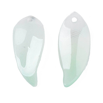 Plastic Pendants, Leaf, Medium Aquamarine, 21x8.5x2.5~3.5mm, Hole: 1.2mm