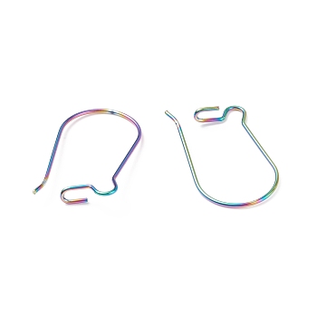 Ion Plating(IP) Rainbow Color 316 Surgical Stainless Steel Hook Earrings, Rainbow Color, 25x17mm, Pin: 0.7mm