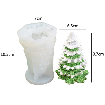 Christmas Coniferous Tree DIY Candle Silicone Molds, for Scented Candle Making, White, 7x10.5cm