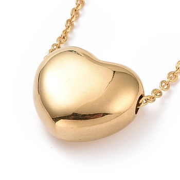 304 Stainless Steel Heart Pendant Necklace for Women, Golden, 17.72 inch(45cm)