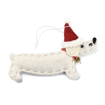Dachshund Non-woven Fabric Pendant Decorations, for Christmas Tree Hanging Ornaments, White, 175~185mm