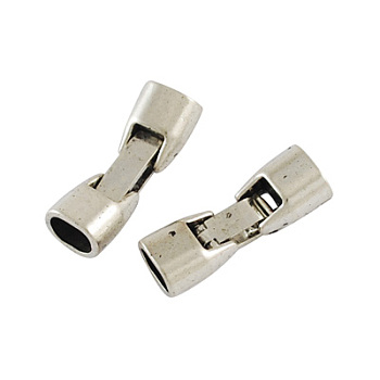 Alloy Fold Over Clasps, Cadmium Free & Nickel Free & Lead Free, Antique Silver, 30x10mm, Hole: 5x8mm