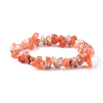 Natural Red Agate Chip Beads Stretch Bracelet for Women, Inner Diameter: 1-7/8~2 inch(4.8~5cm)