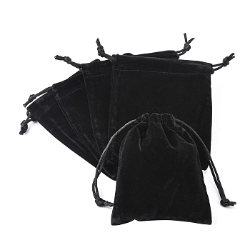 Velvet Jewelry Bags, Black, about 10cm wide, 12cm long