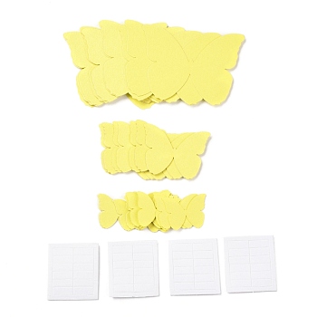 3D Plastic Wall Stickers, with Adhesive Tape, for Home Living Room Bedroom Wall Decorations, Butterfly, Yellow, 23~55x30~70x0.2mm, 48pcs/set