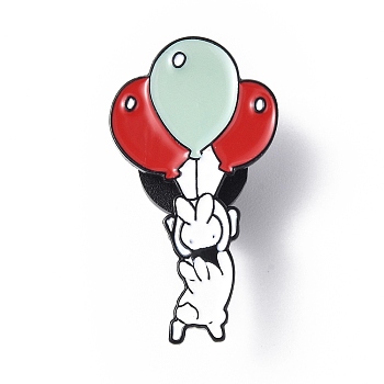 Cartoon Enamel Pin, Electrophoresis Black Alloy Cute Animal Badge for Backpack Cloth, Rabbit Pattern, 30.3x16.4x1.5mm