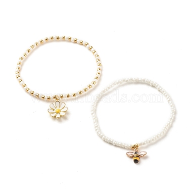 Ensemble de bracelets extensibles en perles de verre 2pcs(BJEW-JB08088-03)-4