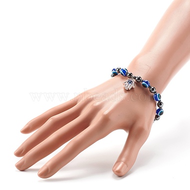Evil Eye Resin Beads Stretch Bracelet for Girl Women(BJEW-JB06763)-4