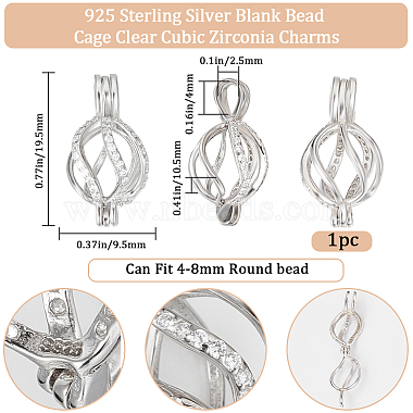 Pendentifs cage à perles vides en argent sterling plaqué rhodium 1pc Beebeecraft anti-ternissement 925(STER-BBC0005-69B)-2