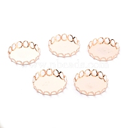 304 Stainless Steel Cabochon Settings, Lace Edge Bezel Cups, Flat Round, Rose Gold, 19x3mm Tray: 18mm(STAS-Y001-09D-RG)
