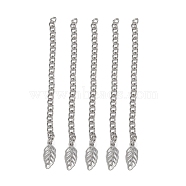304 Stainless Steel Chain Extender, with Leaf Pendants, Stainless Steel Color, 60mm(FIND-JF00071-01)