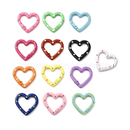 Spray Painted Alloy Spring Gate Ring, Heart, Mixed Color, 25x25.5x4mm(PALLOY-H131-01)