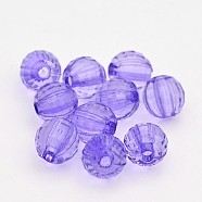 Faceted Round Transparent Acrylic Beads, Lilac, 12mm, Hole: 2mm, about 530pcs/500g(TACR-P053-12mm-25Q)