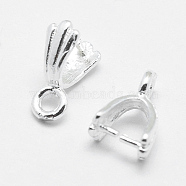 925 Sterling Silver Pendant Bails, Ice Pick & Pinch Bails, Silver, 3x3mm Inner Diameter, 8x5x3mm, Hole: 1.5mm, Pin: 0.6mm(X-STER-E050-12S)