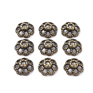 Tibetan Style Bead Caps, Zinc Alloy Bead Caps, Lead Free & Cadmium Free, Antique Bronze Color, 9mm in diameter, 4mm thick, hole: 1mm(MLF0761Y)