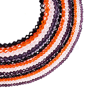 Pandahall 12 Strands 12 Style Halloween Theme Transparent Glass Beads Strands, Imitation Austrian Crystal 5301 Bicone Beads, Facted, Mixed Color, 3~6x3~5.5mm, Hole: 0.7~1mm, about 47~135pcs/strand, 10.24~15.98 inch(26~40.6cm), 1 strand/style(GLAA-TA0001-42)