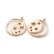 Brass Pendants, Moon with Star, Nickel Free, Real 18K Gold Plated, 18x15x1mm, Hole: 1mm(X-KK-Q735-382G)