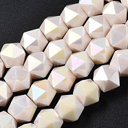 Electroplate Glass Beads Strands, AB Color Plated, Faceted, Star Cut Round Beads, PeachPuff, 8x6.5x4mm, Hole: 1.2mm, about 70~72pcs/strand, 22.05~22.44 inch(56~57cm)(EGLA-S194-14A-A04)