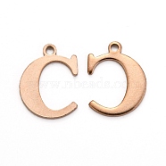 Ion Plating(IP) 304 Stainless Steel Alphabet Charms, Rose Gold, Letter.C, 12x9.5x1mm, Hole: 1mm(STAS-H122-C-RG)