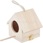 Unfinished Natural Wood Birdhouse, Creative Wooden Hanging Bird House, for Small Bird DIY Birdcage Making or Decoration, BurlyWood, 151x115x228mm(HJEW-WH0007-01)