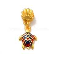 Rack Plating Alloy Enamel European Dangle Charm, Large Hole Pendant, Cadmium Free & Lead Free, Tortoise with Shell, Matte Gold Color, Red, 25mm, Tortoise: 15x10.5x3.5mm, Hole: 4mm(PALLOY-E006-01MG-01)