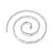 304 Stainless Steel Figaro Chain Necklaces, with Lobster Claw Clasps, Stainless Steel Color, 23.7 inch(60.4cm), 5mm(NJEW-E143-11P)