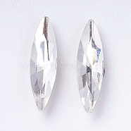 Imitation Austrian Crystal Glass Rhinestone, Grade A, Pointed Back & Back Plated, Horse Eye, Crystal, 14~14.5x4x2.5~3mm(RGLA-K006-4x15-001)