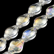 Electroplate Transparent Glass Beads Strands, Full Rainbow Plated, Lantern, Clear AB, 12.5x9x5.5mm, Hole: 1mm, about 50pcs/strand, 25.43 inch(64.6cm)(EGLA-G037-12A-AB02)