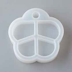 DIY 4 Compartments Flower Layered Rotating Storage Box, Silicone Molds, for Epoxy Resin UV Resin Jewelry Making, White, 105x108x26mm, Fit for 15mm Plastic Stick, Inner Size: 35x42mm, 40x38mm(AJEW-D046-02B)