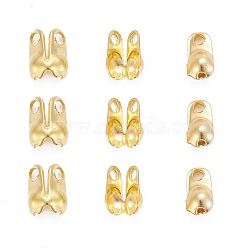Iron Bead Tips, Calotte Ends, Cadmium Free & Lead Free, Clamshell Knot Cover, Golden, 6x3.5mm, Hole: 1mm, 2.4mm inner diameter(X-IFIN-R199-02G)