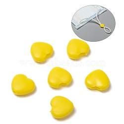 Heart PVC Plastic Cord Lock for Mouth Cover, Anti Slip Cord Buckles, Rope Adjuster, Yellow, 9.5x10x3.5mm, Hole: 2x4mm(KY-D013-04C)