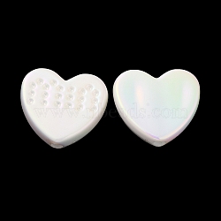 UV Plating Opaque Acrylic Beads, Iridescent, Heart, White, 18.5x20.5x5mm, Hole: 2.5mm(SACR-L005-13A)