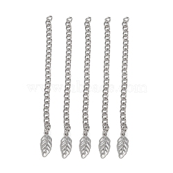 304 Stainless Steel Chain Extender, with Leaf Pendants, Stainless Steel Color, 60mm(FIND-JF00071-01)