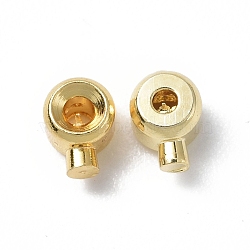 Brass Crimp Beads, Column, Real 18K Gold Plated, 4x3x2.5mm, Hole: 1mm(X-KK-P223-35G)