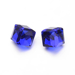 Faceted Cube Glass Cabochons, Blue, 8x8x8mm(GGLA-L007C-06)