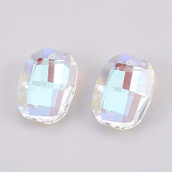 K9 Glass Rhinestone Pendants, Imitation Austrian Crystal, Faceted, Rectangle, Crystal AB, 18.5~19x14x8mm, Hole: 1.6mm(GLAA-K034-F02-A)